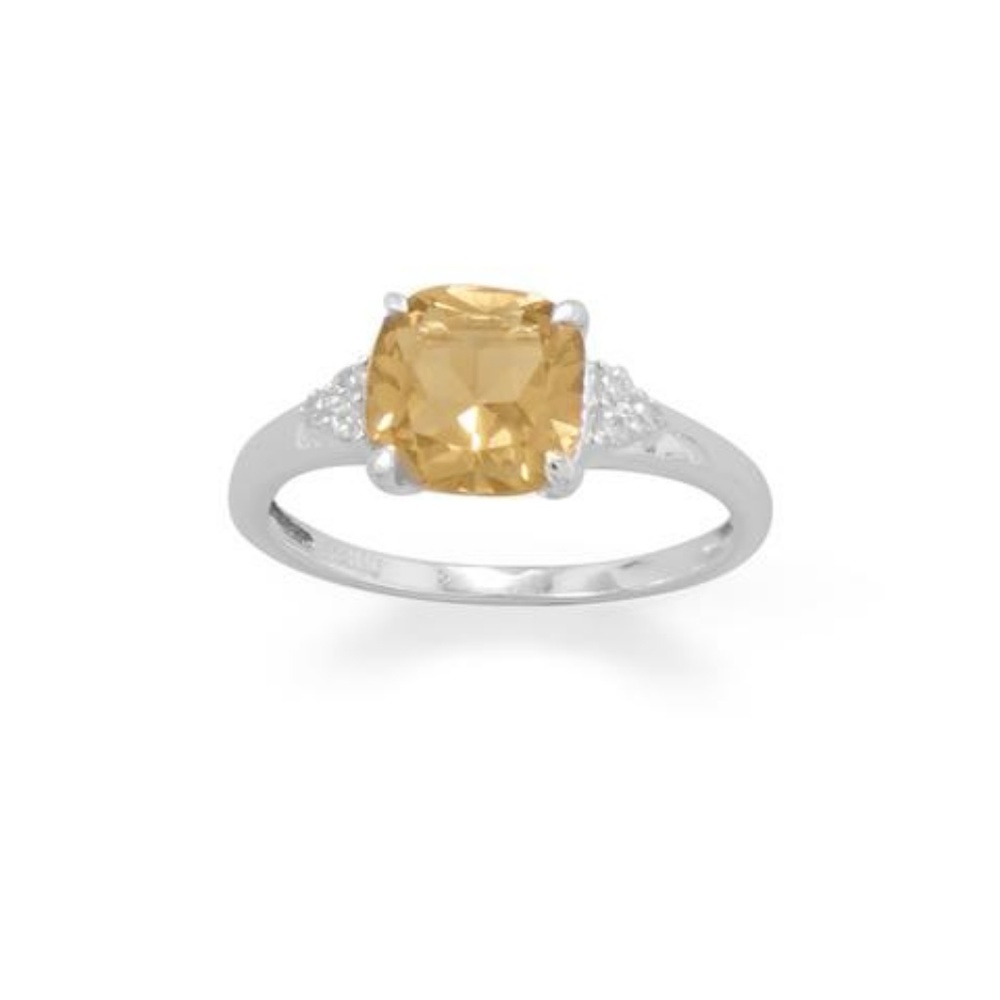 3 pcs. Sterling Silver Citrine and CZ Band